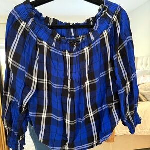 Sanctuary Blue Plaid Women's Top